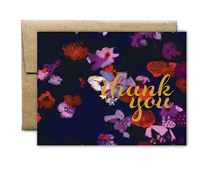 foil cursive purple floral thank you boxed set For Discount