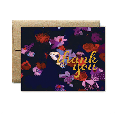 foil cursive purple floral thank you boxed set For Discount