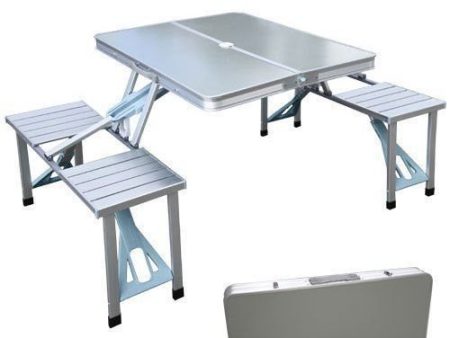 Generic 4 Seat Foldable Picnic Table Silver Online Sale