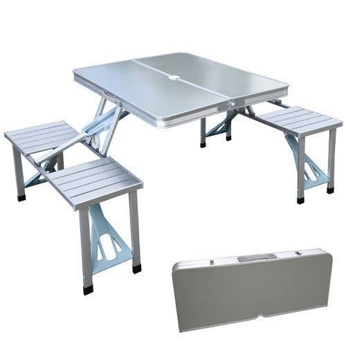 Generic 4 Seat Foldable Picnic Table Silver Online Sale