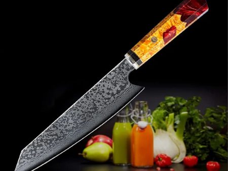 Damascus Knife with Colorful Handle For Discount