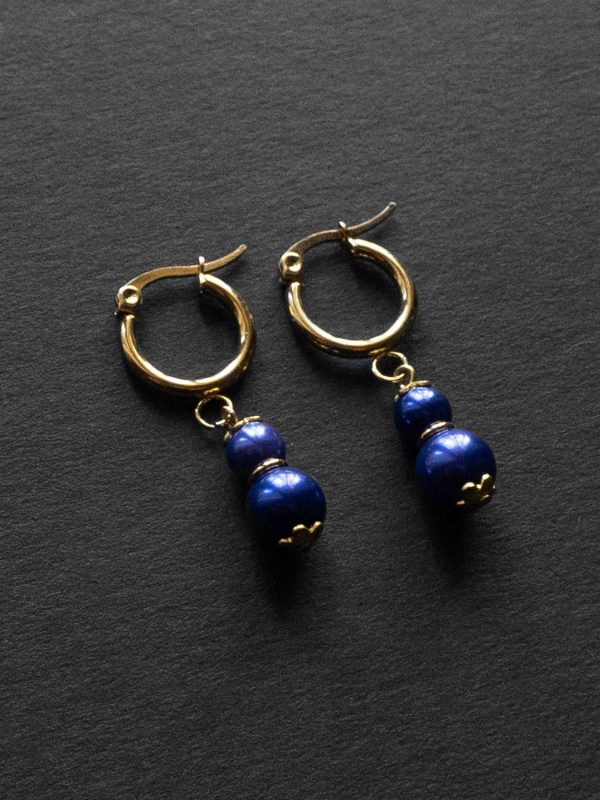 Regal Pearl Hoops - Violet Blue Fashion