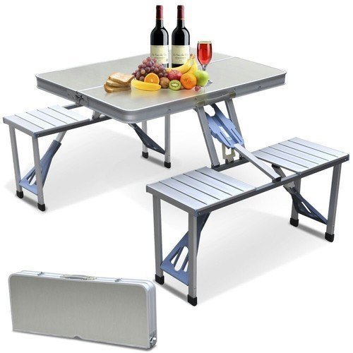 Generic 4 Seat Foldable Picnic Table Silver Online Sale