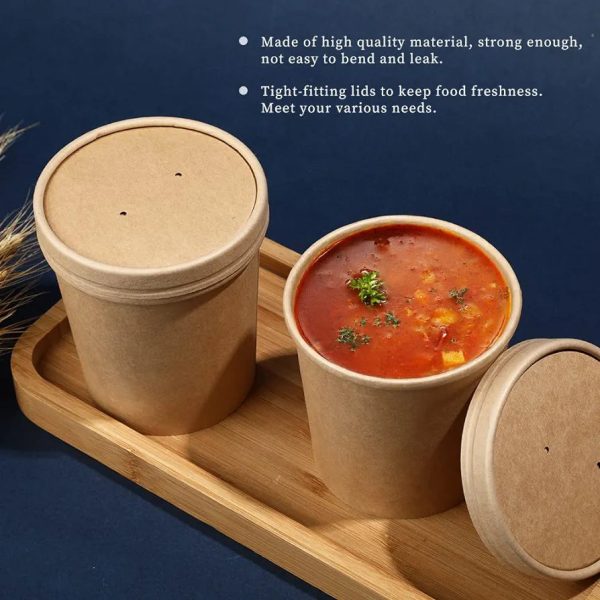 Kraft paper take away Soup Cup For Sale