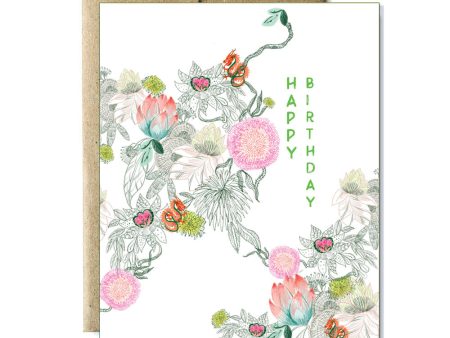 Flower dragon birthday card on Sale