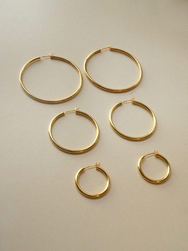 Essential Thin Hoops - Medium *18K Gold-plated S925 Supply