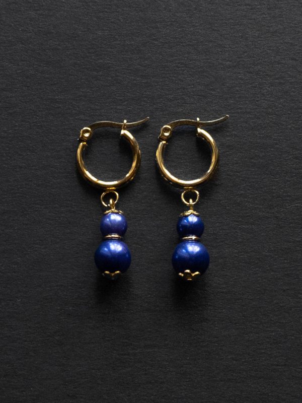 Regal Pearl Hoops - Violet Blue Fashion