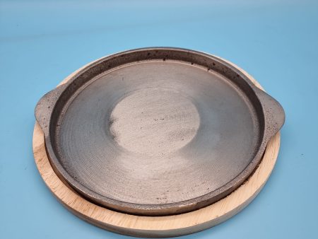 Hot Sizzling Plate + Wooden Base -  Round steel Discount