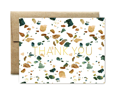 Foil emerald terazzo thank you set Hot on Sale