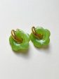 Donut Hoops with Flower Charm - Green Hot on Sale