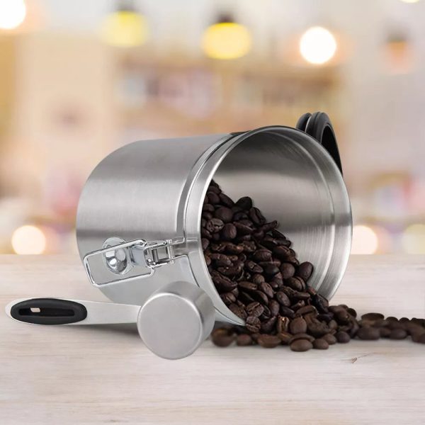 Stainless Steel Coffee Bean Storage Silver For Cheap