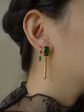 Titanium Steel Chain Earrings - Emerald Green *18K Gold-plated Supply