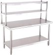 Stainless steel Kitchen Working Table with Double Overshelf Cheap