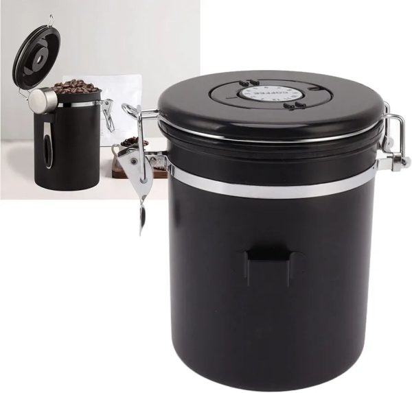 Stainless Steel Coffee Bean Storage Black Matte Sale