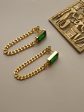 Titanium Steel Chain Earrings - Emerald Green *18K Gold-plated Supply