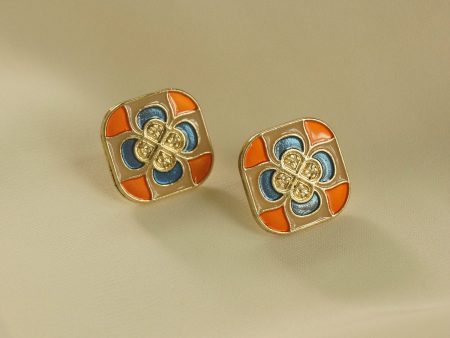 Art Tile Earstuds Hot on Sale